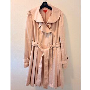 Pleated, Double-Breasted Trench Coat, Light Dusty Pink